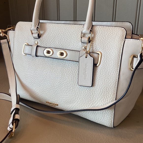 COACH Blake White Pebbled Leather Satchel Crossbody NEW! - Picture 3 of 9
